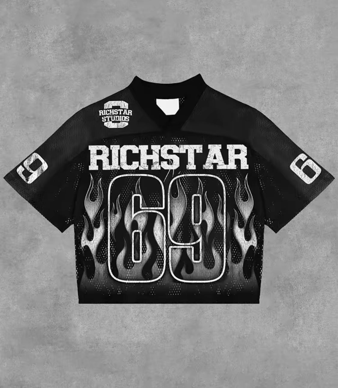 Sopula Vintage Rich Star No 69 Graphics Blokecore Blokette V-Neck Jersey