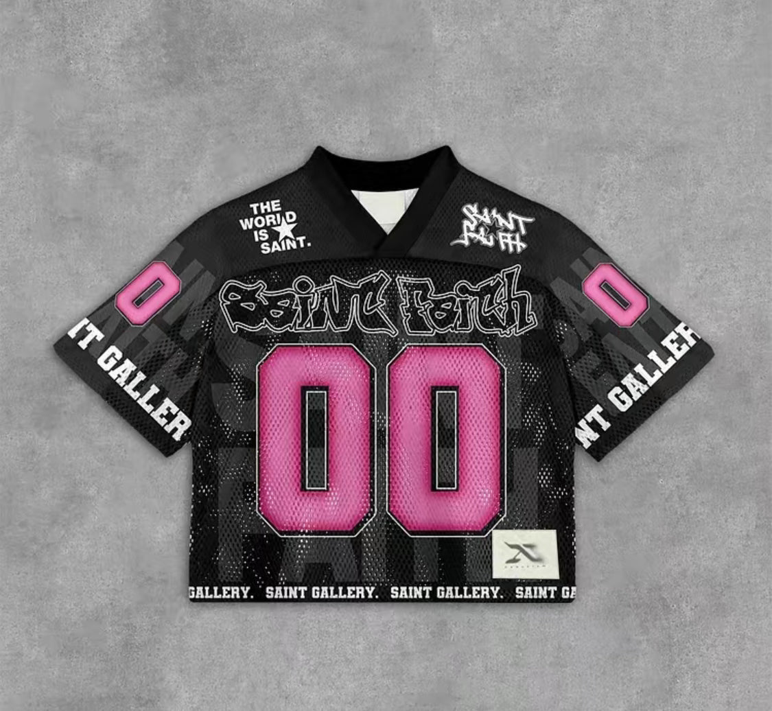 Vintage Saint Faith Legend Graphics Print
Basketball Jersey with Unique Logo Design, Soft & Breathable Fabric, Baggy Fit, Versatile Style